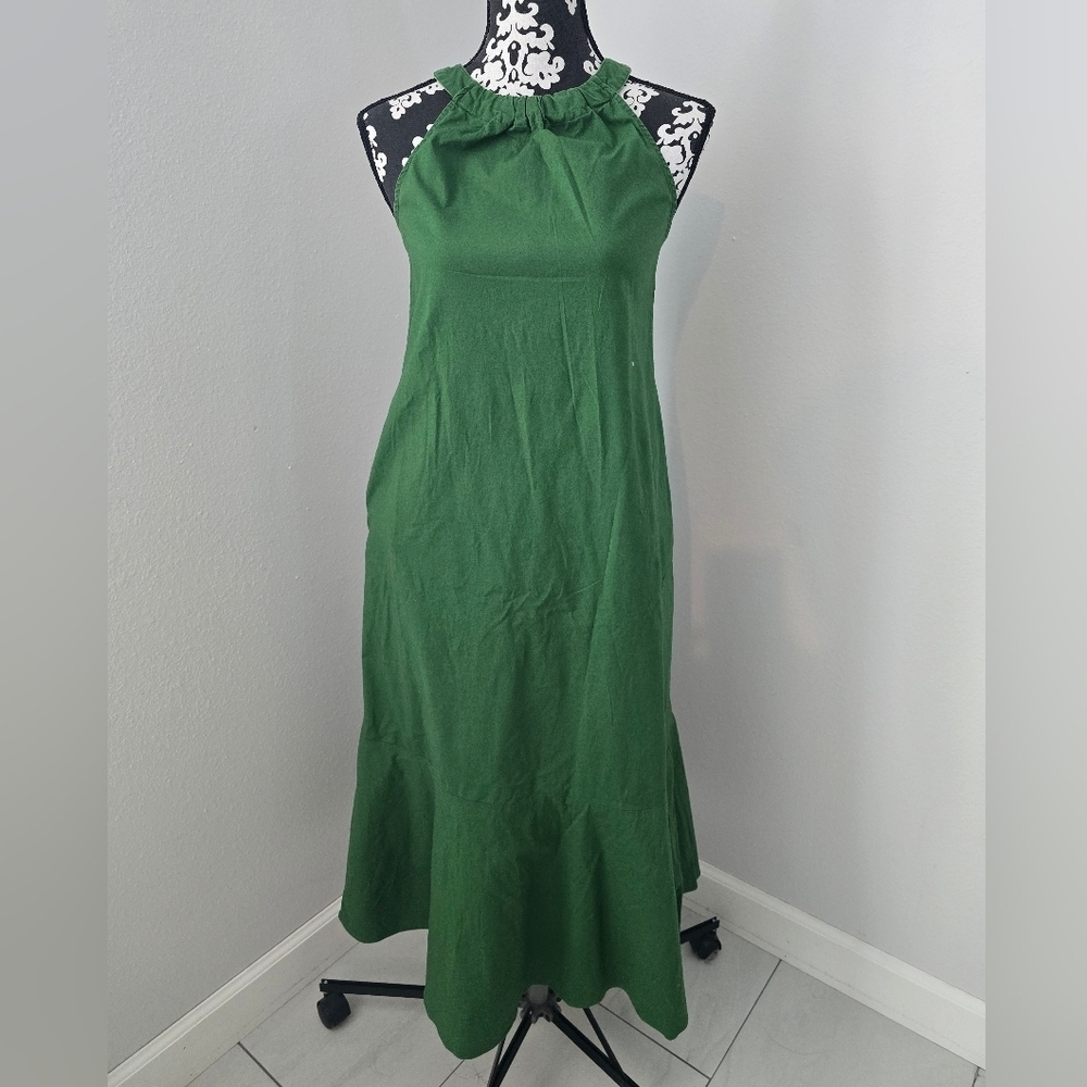 Mossino Elegant Green Halter Maxi Dress Size S